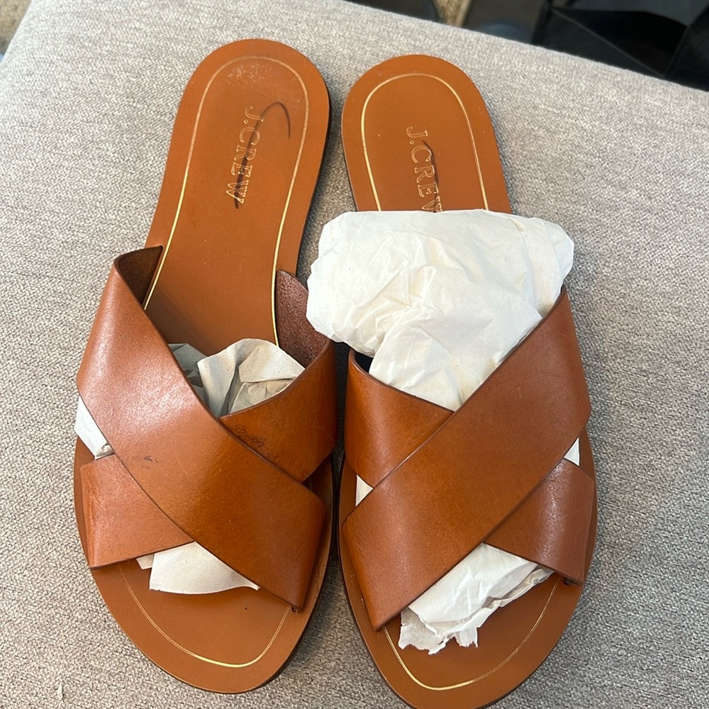 J CREW slip on leather sandals